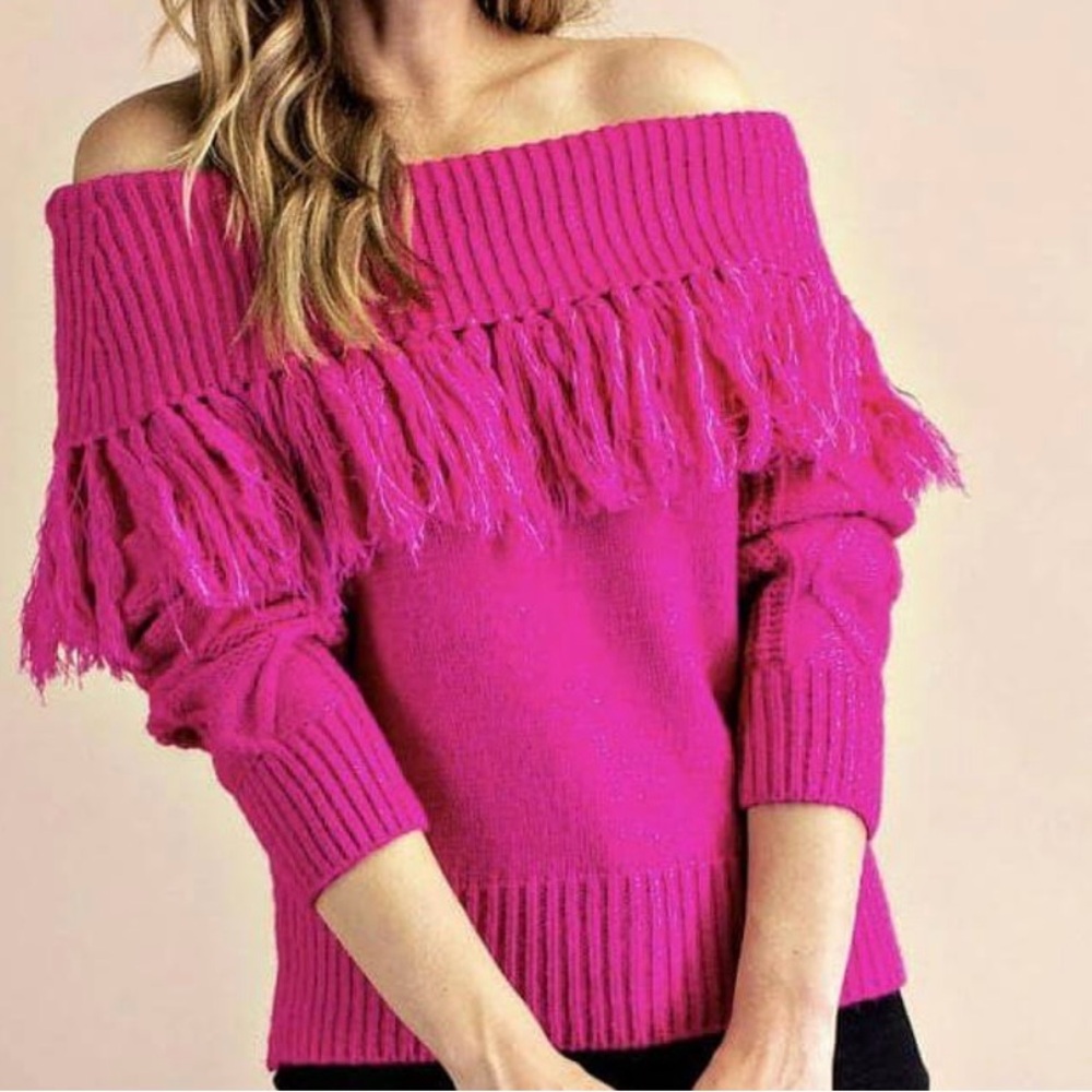 Women's Off-Shoulder Pink Sweater Excellent Condition (no-tag) fits M